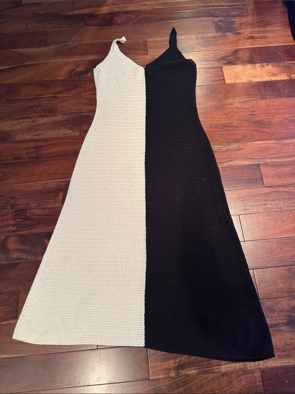 Zimmermann Black and Cream Two-Tone Knit Maxi Dress